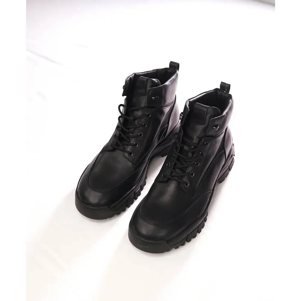 $975 TOD'S - Black Leather Ankle Boots - US 13.5 (12.5UK)